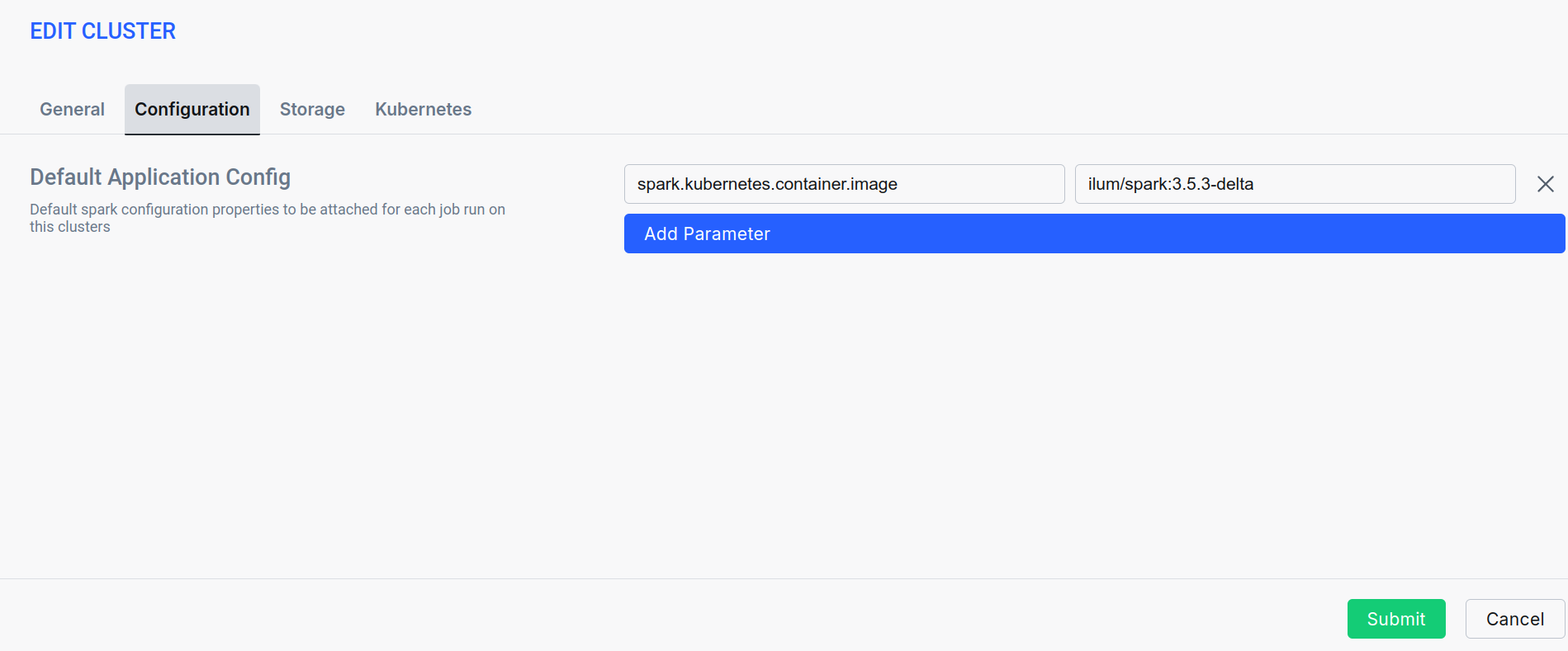 Spark Cluster properties Set spark version on spark cluster properties section